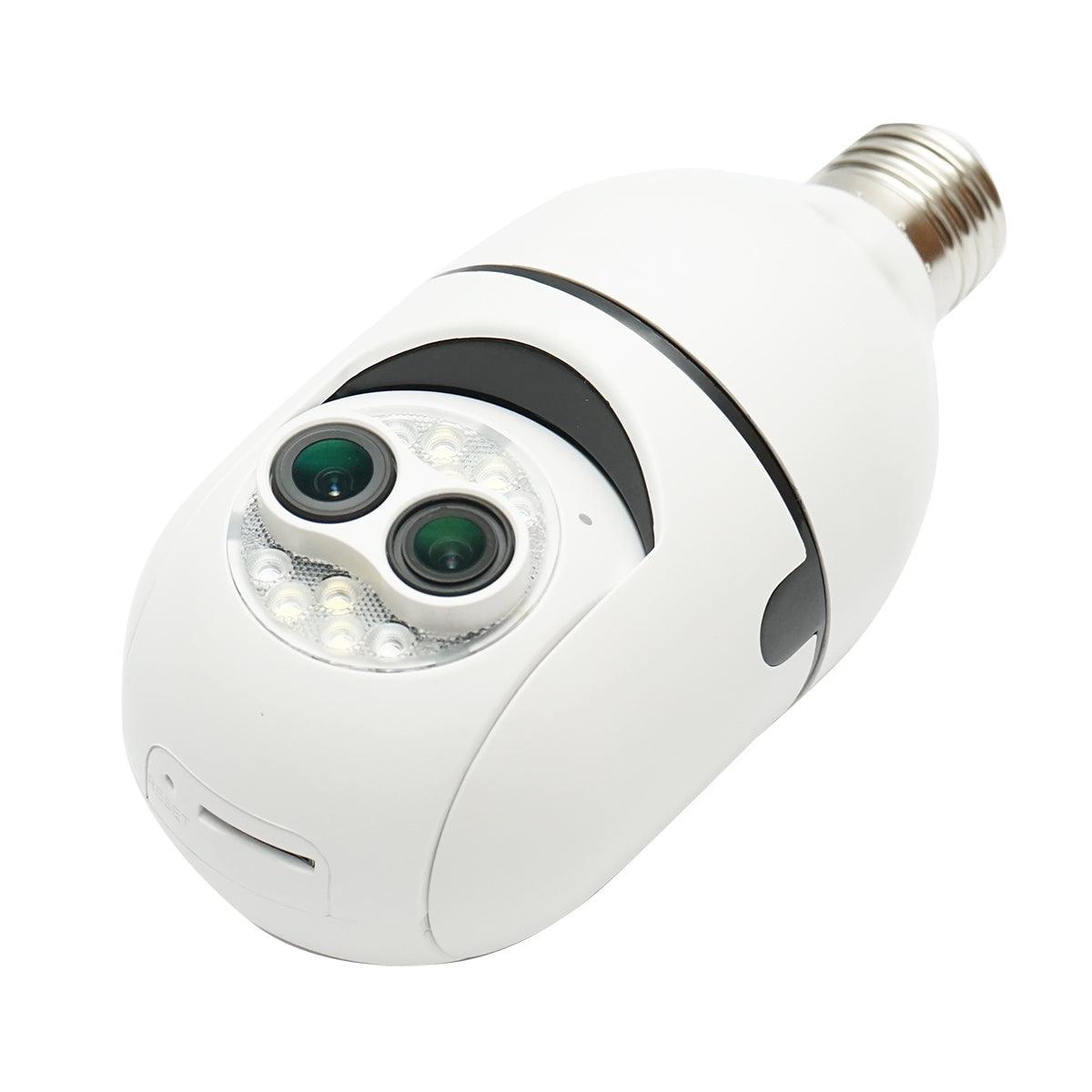 Camera de supraveghere lentila dubla smart-bulb PTZ, WIFI 2.4G 1080P, tip bec E27 cu senzor de miscare, detectie umana si aplicatie iCSee