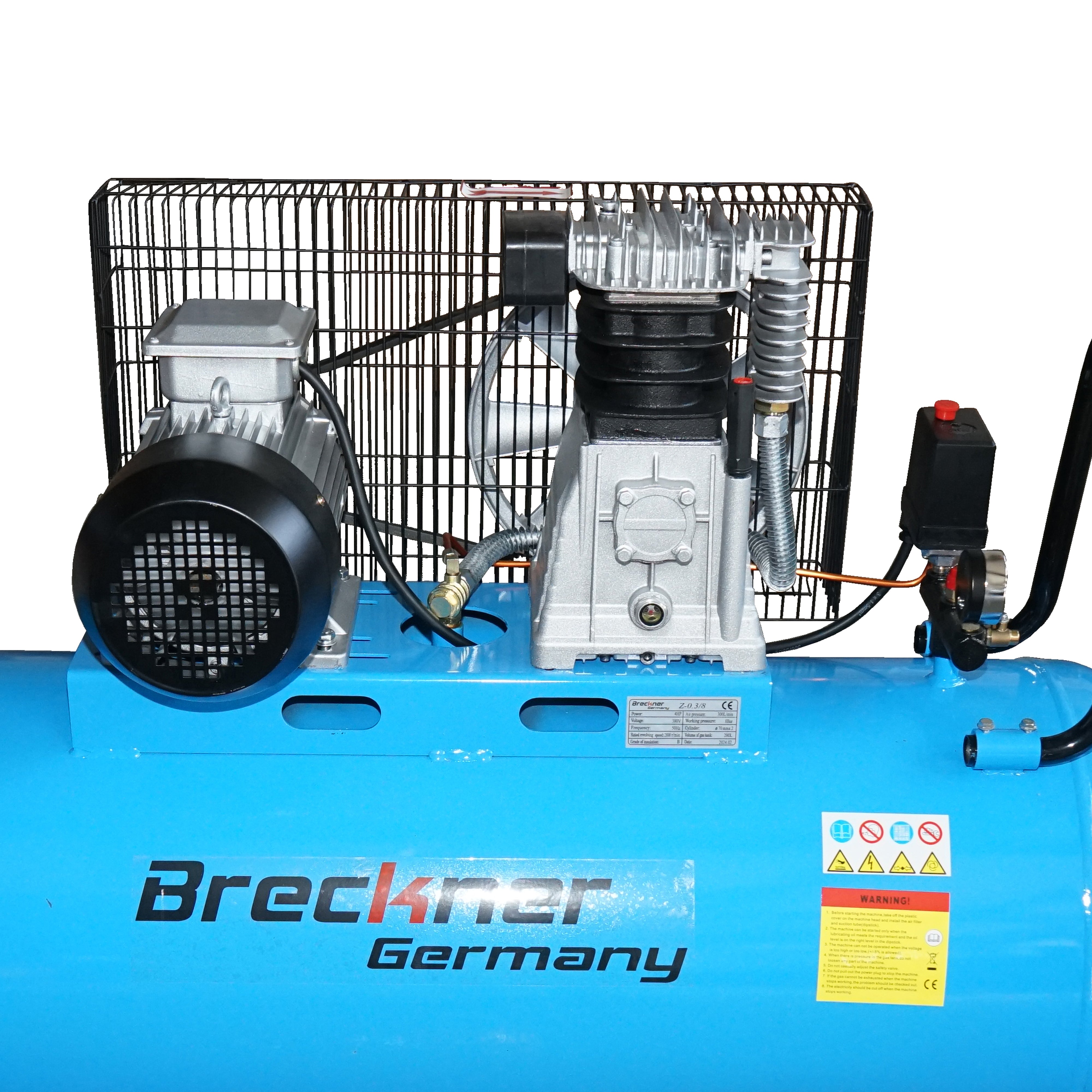 Compresor aer 380V, 200L putere 3kW/4CP presiune maxima 8 Bar, debit 300L/min Breckner Germany