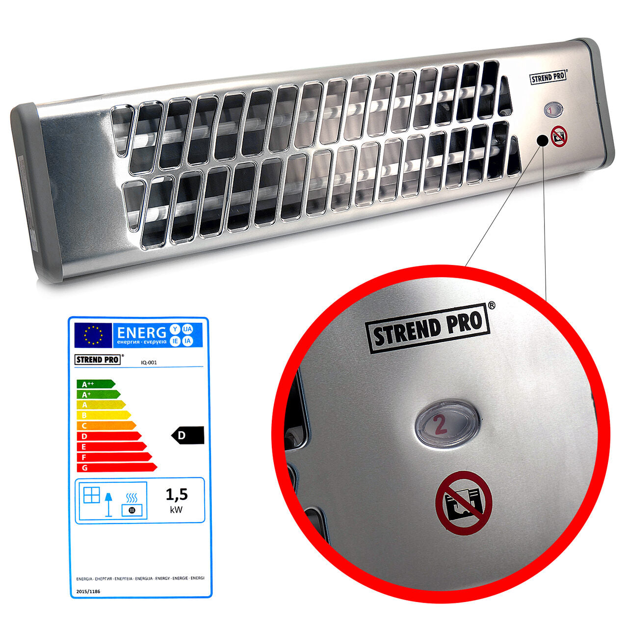 Incalzitor infrarosu perete/tavan 3 trepte de putere - 1500W