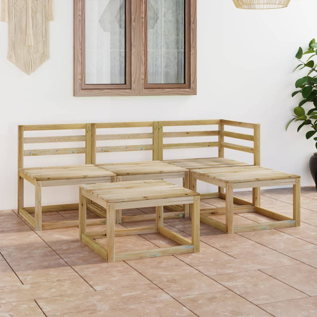 Set mobilier de gradina, 5 piese, lemn de pin verde tratat