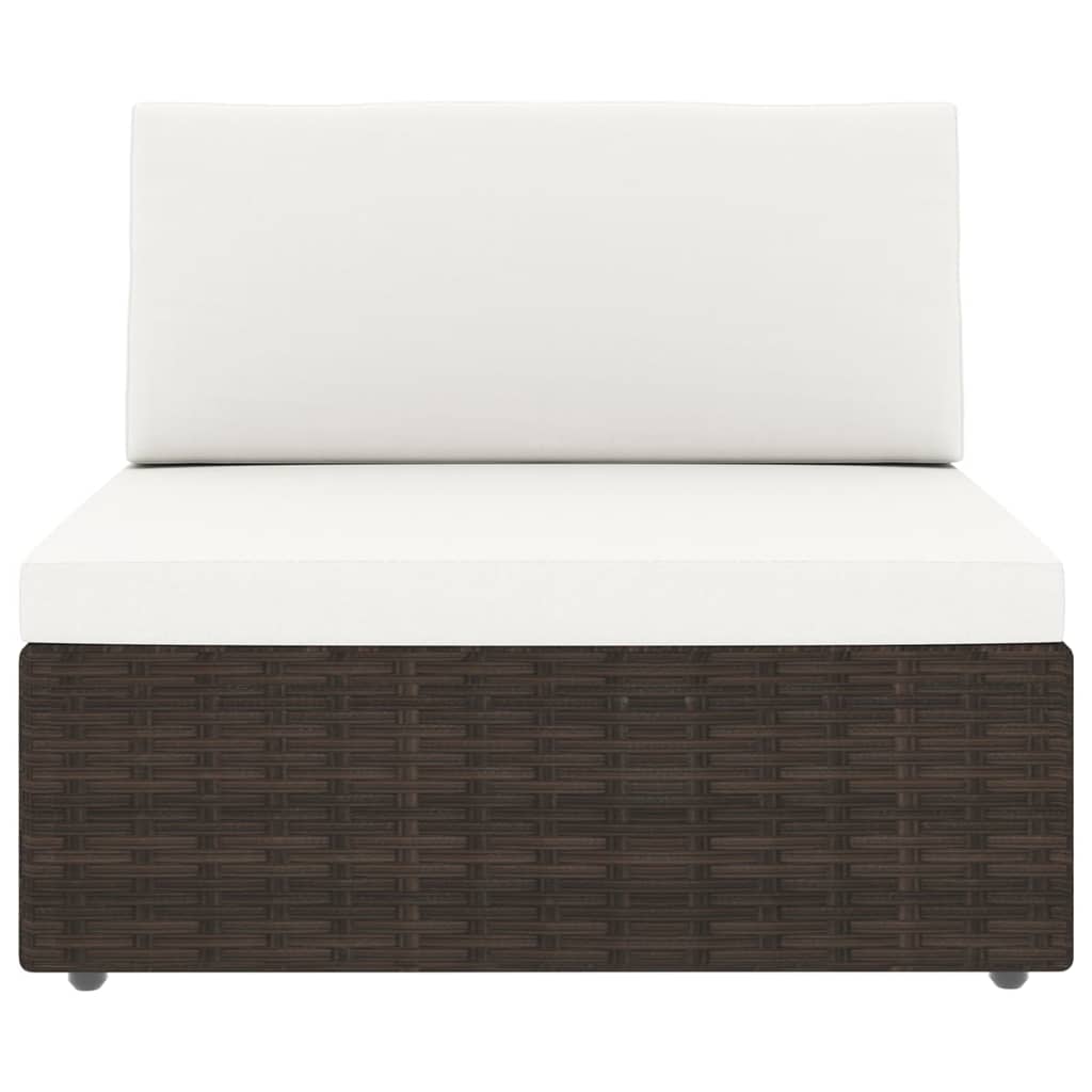 Set mobilier de gradina cu perne, 14 piese, maro, poliratan