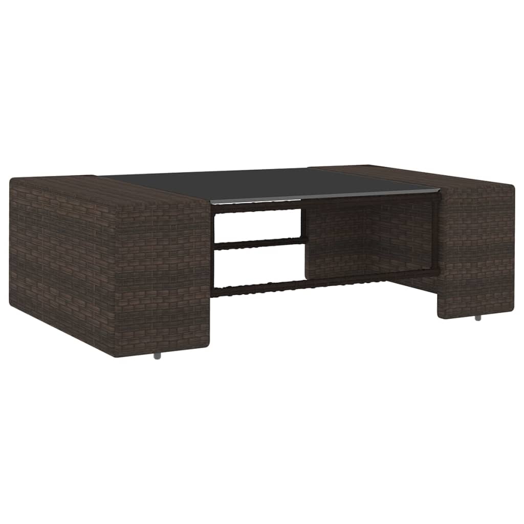 Set mobilier de gradina cu perne, 14 piese, maro, poliratan