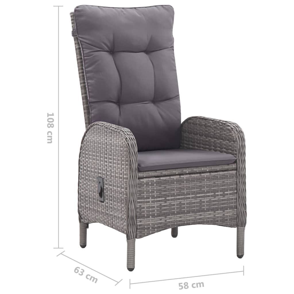 Set mobilier pentru gradina, 7 piese, gri