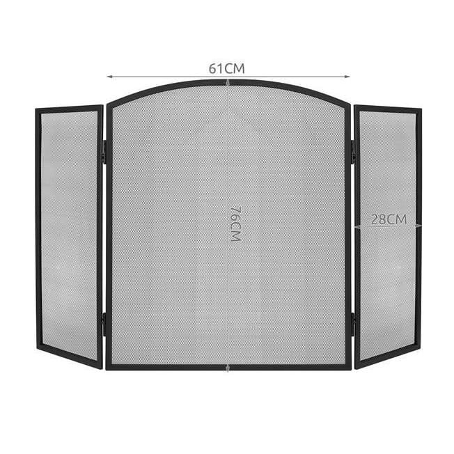 Panou protectie semineu, otel, negru, 118x76 cm