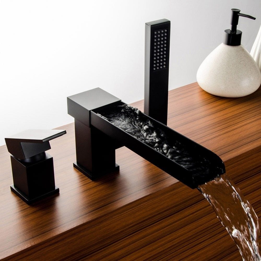 Baterie de cada, cu cascada si dus de mana Zuver Plate, neagra