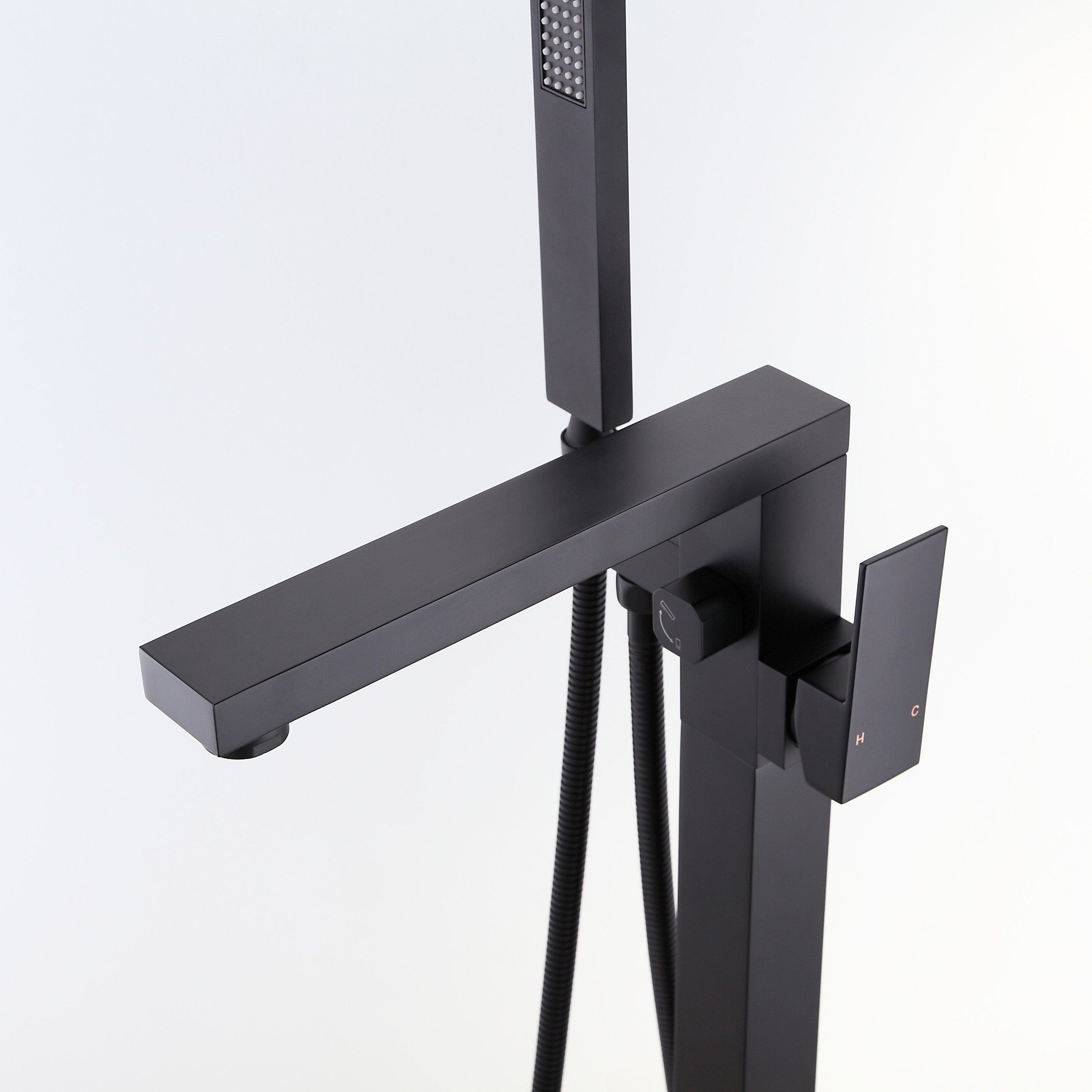 Baterie freestanding cu cadru patrat, finisaj negru mat