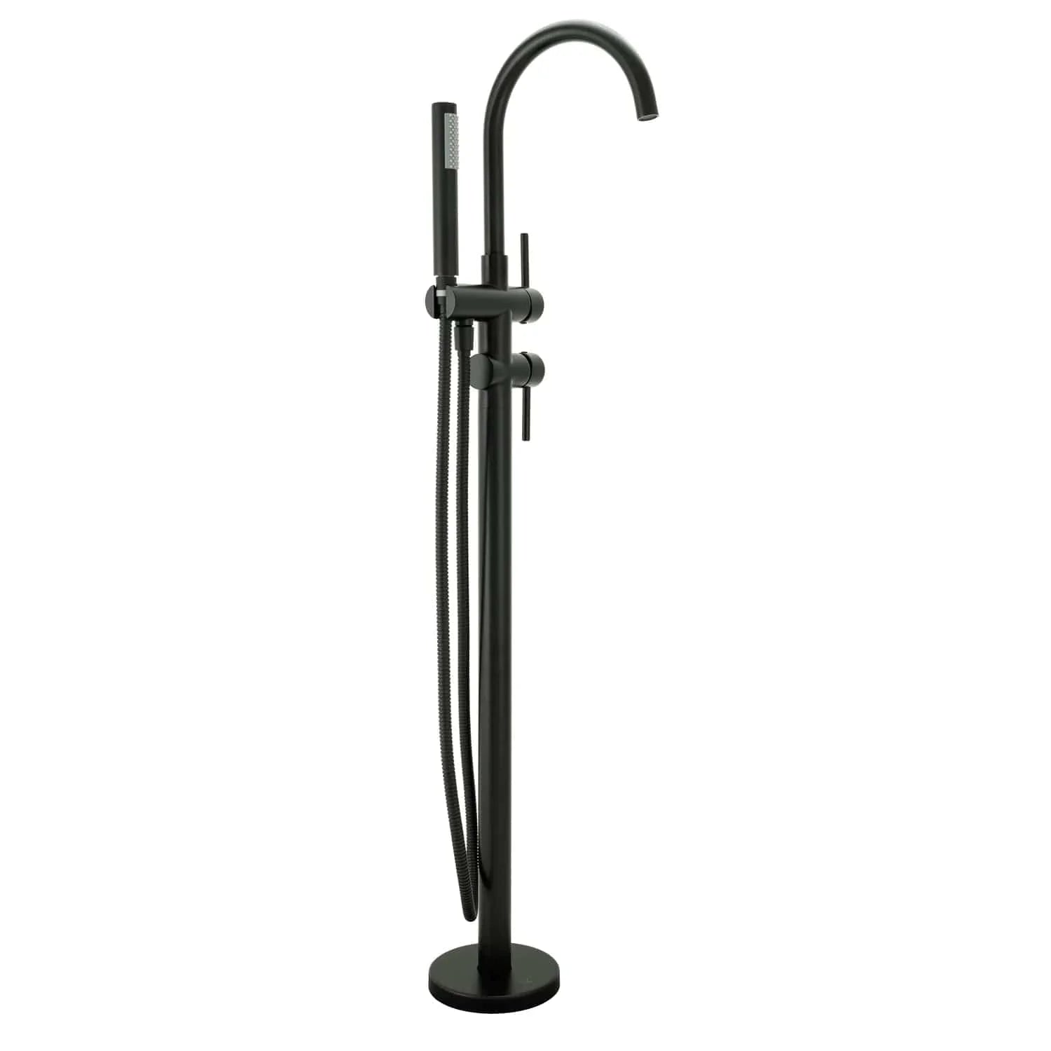 Baterie freestanding cu cadru rotund, finisaj negru mat