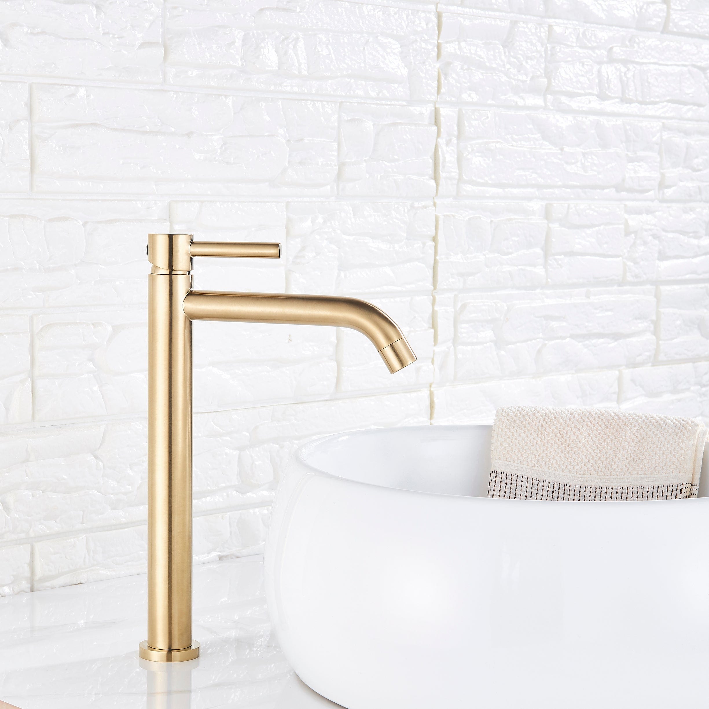 Baterie pentru lavoar slim Wasser Gold, cu montare pe blat, auriu