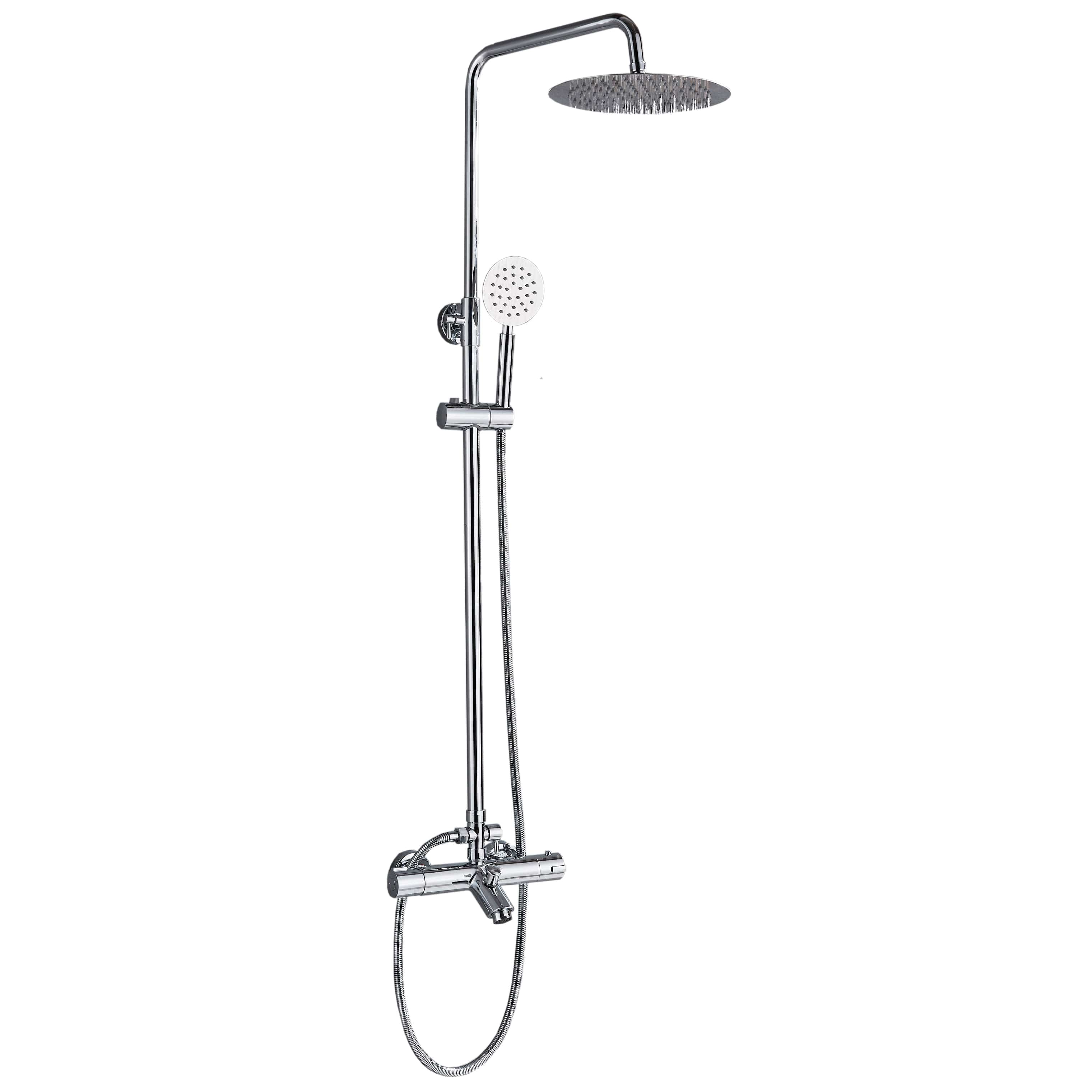 Coloana Dus cu termostat, para rotunda si efect de ploaie, argintiu cromat