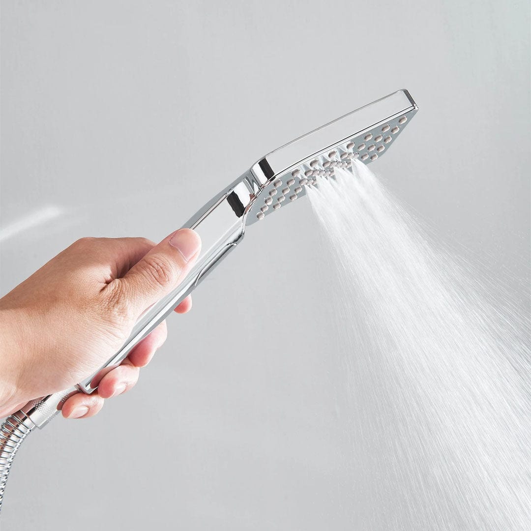 Coloana Dus cu termostat si afisaj de temperatura, cu efect de ploaie, 5 functii de curgere, argintiu
