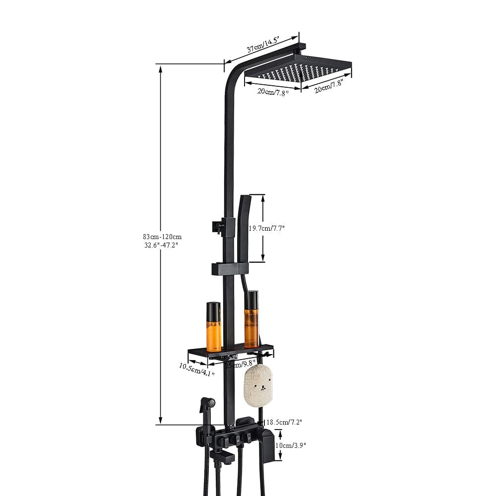 Coloana Dus Rainfall, cu efect de ploaie, para de 20 cm, 4 functii de curgere