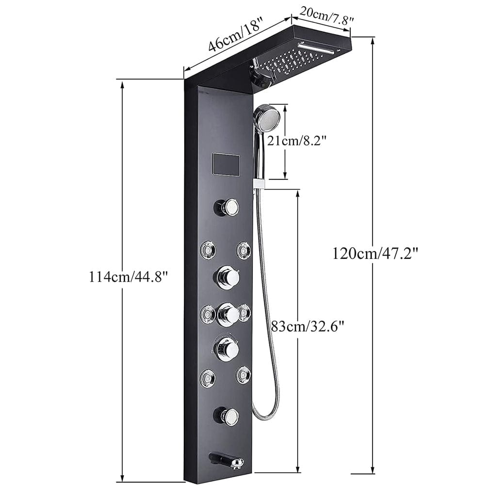Panel de Dus cu LED 1154, cu efect de ploaie si jeturi cu masaj