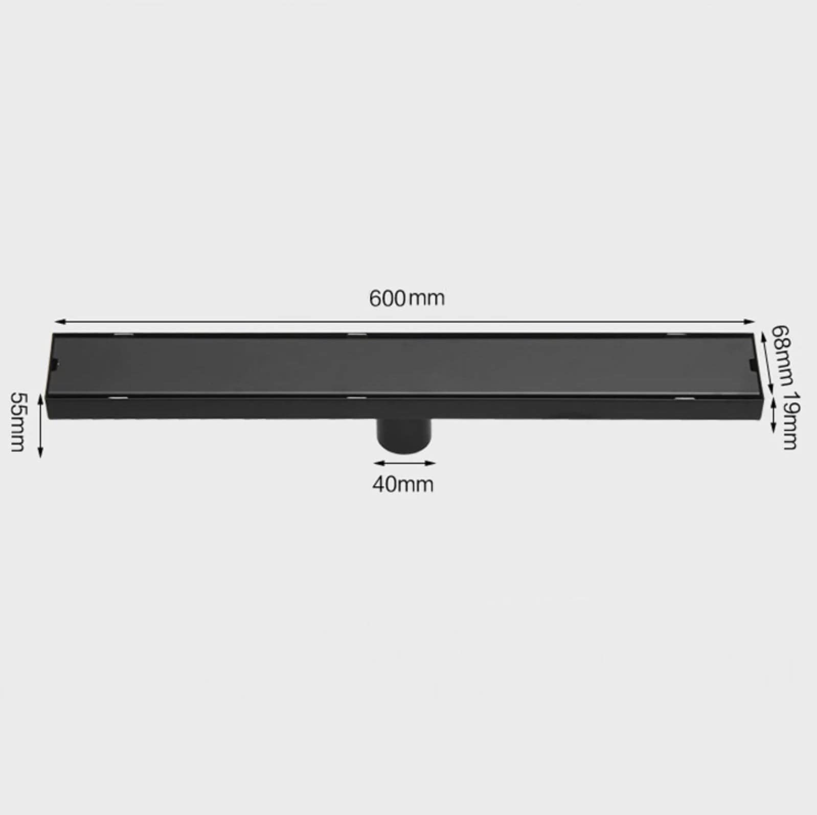 Rigola de dus cu capac reversibil 2 in 1, negru mat, 60 x 6.8 cm