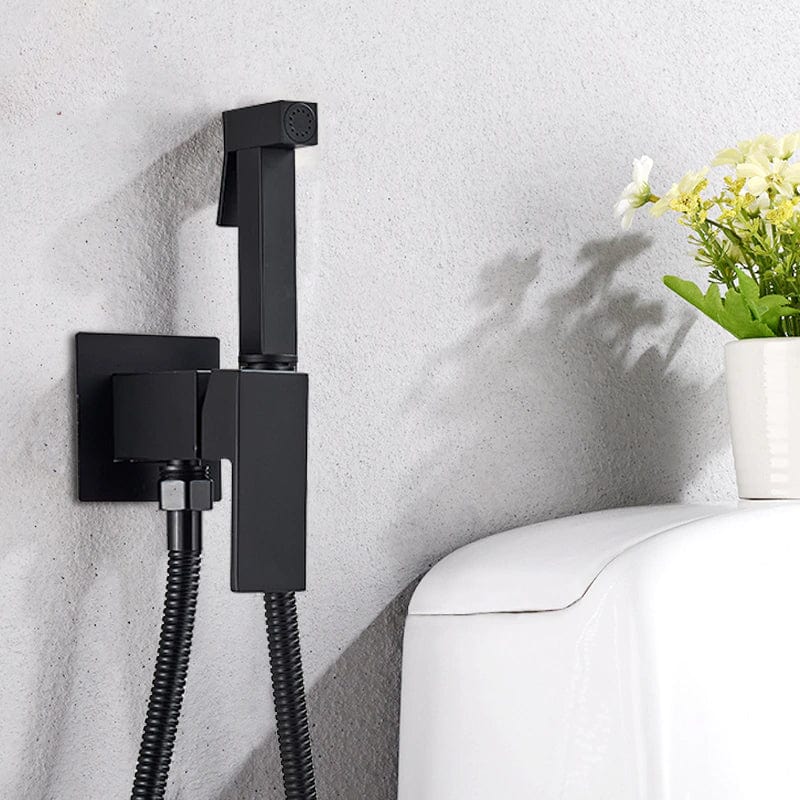 Robinet tip dus intim pentru bideu sau wc cu doua intrari, negru mat