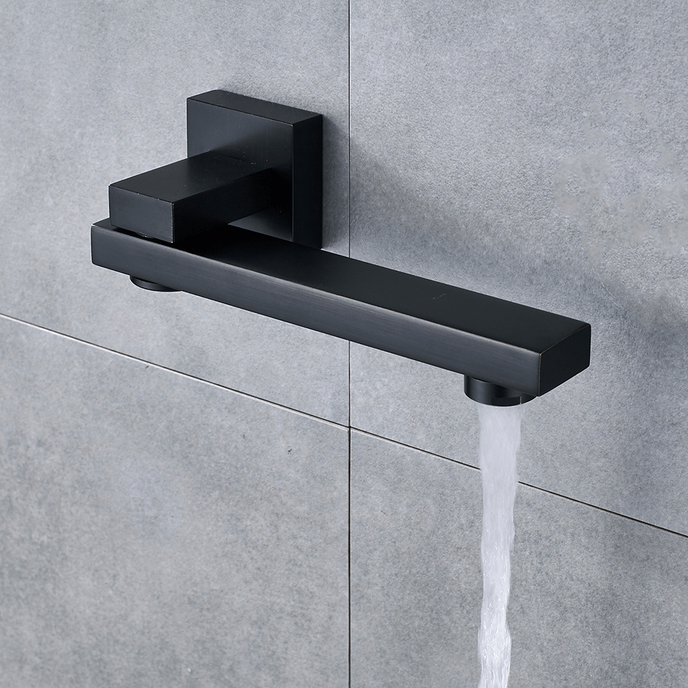 Set de dus cu para patrata de 40 cm, negru mat + Baterie de lavoar incastrata
