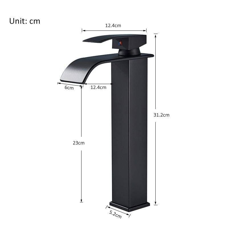 Set dus cu para tip cascada cu termostat, negru mat, cu 3 functii  + Baterie lavoar Milly1509