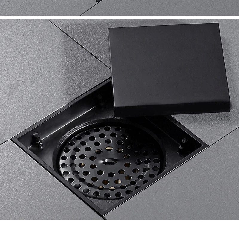 Sifon de pardoseala antimiros, cu iesire verticala, diametru ramă 100 mm, diametru scurgere 38 mm, doua fețe, negru mat sau suport fixare placa gresie