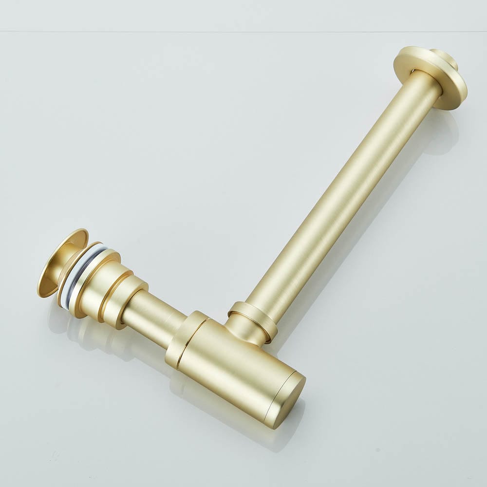 Sifon decorativ pentru lavoar și ventil universal cu click-clack, auriu periat, 1182